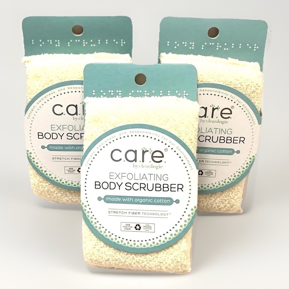 Body Scrubber LOT 3 Organic Bamboo Exfoliating Clean Logic Bath Loofah SPA